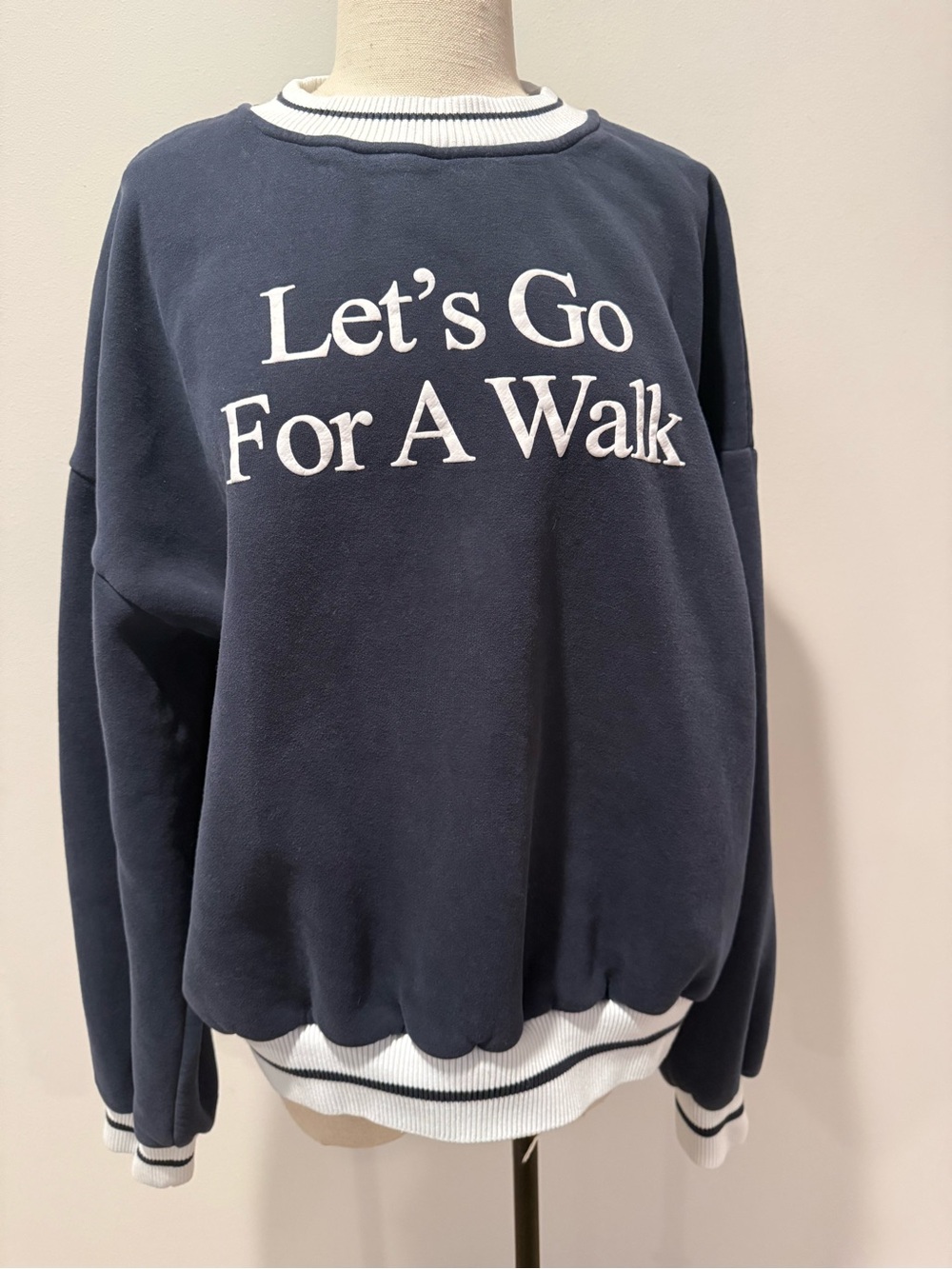 Women's Navy Crewneck Sweater with White Lettering